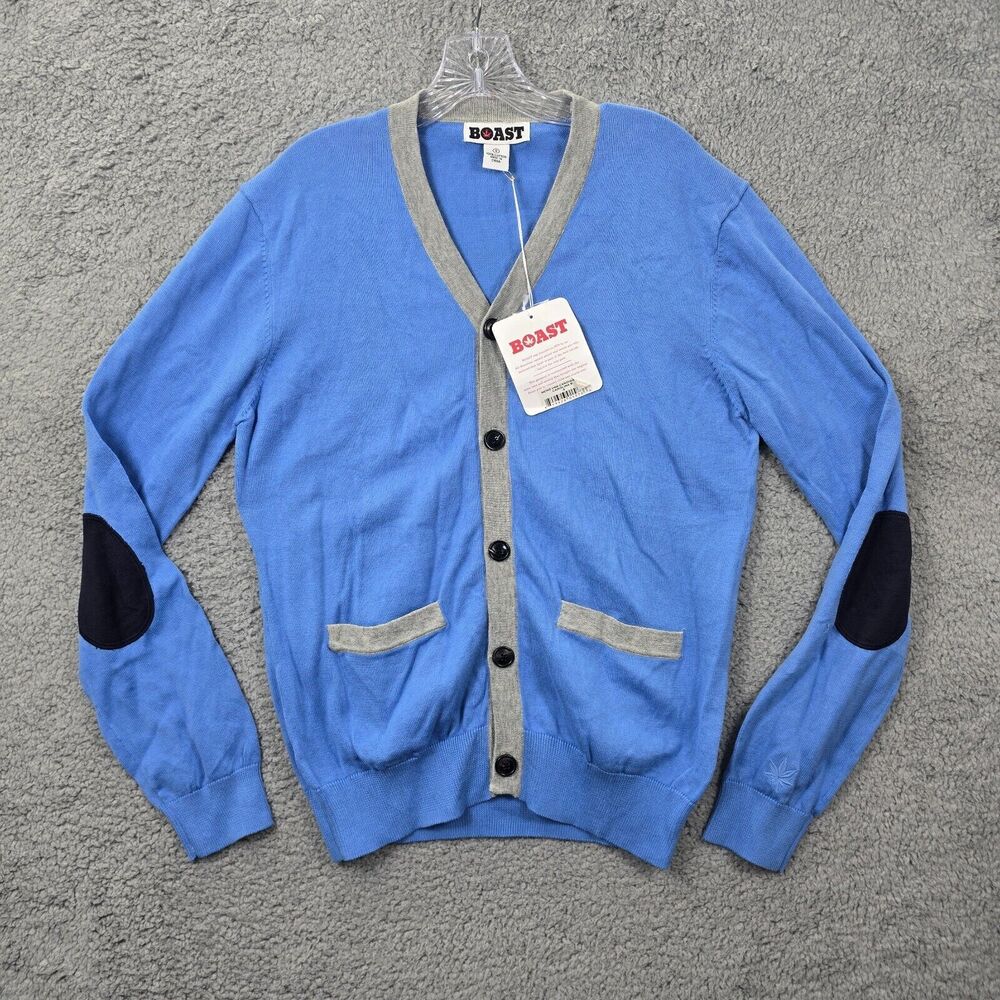 NWT BOAST USA Men's Blue & Gray Carolina Cardigan Size Small